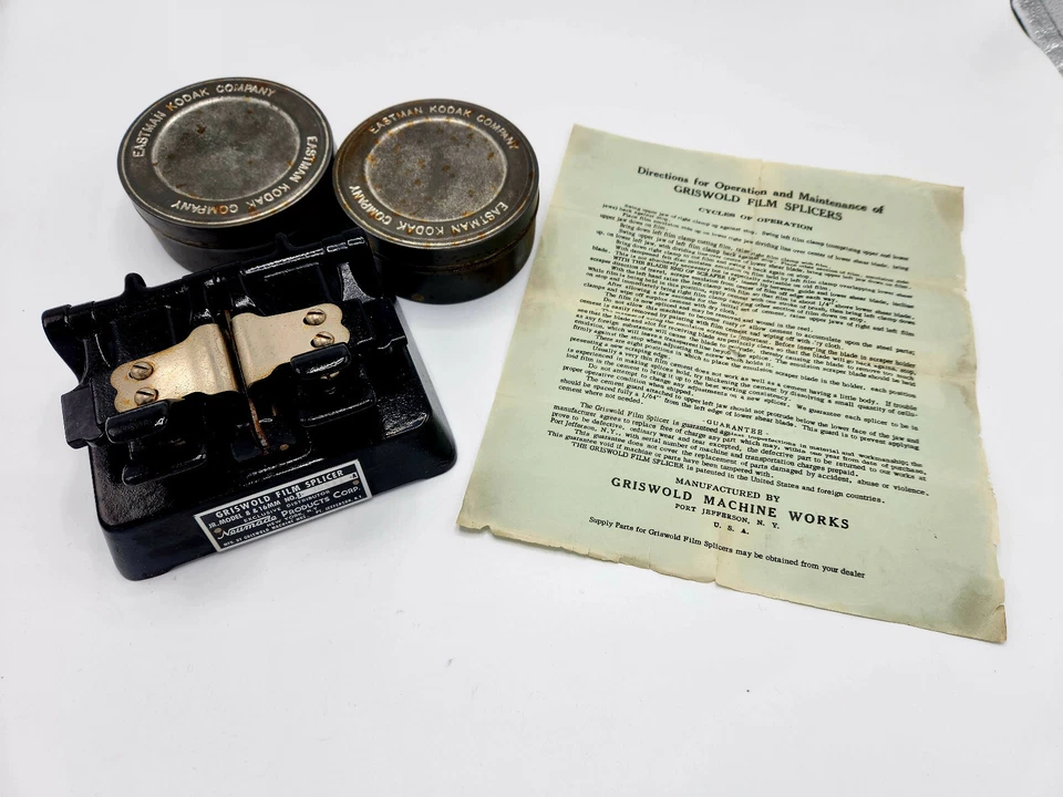 Griswold Film Splicer - Jr. Model 8 & 16 mm 2 Film Canister with Instructions - Image 1 of 4