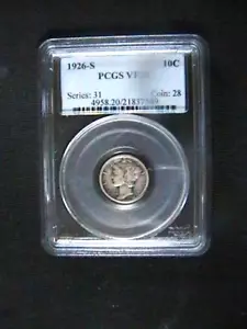 1926-S 10c Mercury Dime PCGS VF20 - kostenloser Versand USA - Bild 1 von 4