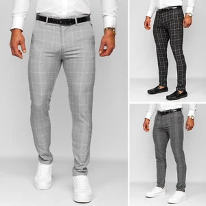 Chinohose Freizeithose Hose Chino Classic Casual Slim Fit Herren BOLF Kariert - Bild 1 von 8