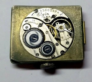 Antique Victorian Large ELGIN 15 Jewels Wrist Watch Movement & Part Case   #W805 - Picture 1 of 2