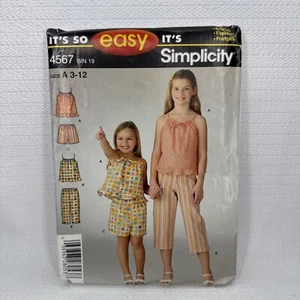 Simplicity 4567 Girls Shorts Capri Top Pattern 3-12 *Uncut - Picture 1 of 4