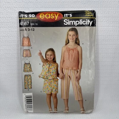 Simplicity 4567 Girls Shorts Capri Top Pattern 3-12 *Uncut - Image 1 of 4