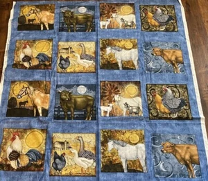 Animal Squares by Dan Morris for Quilting Treasures Fabric 2016 Farm 44 x 48” - Picture 1 of 4