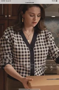 NWT Kule Nvy checkered cardigan sweater, medium as worn by Selena Gomez on TV - Picture 1 of 8