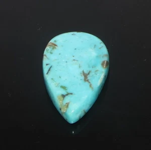 Natürlicher Türkis Edelstein Türkis Cabochon Birnenform 18,85 kt 29 x 16,8 x 5 mm - Bild 1 von 4