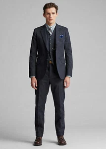 Neu mit Etikett Ralph Lauren Double R Herrenbekleidung Nadelstreifen Anzug Jacke marineblau 42R - Bild 1 von 9