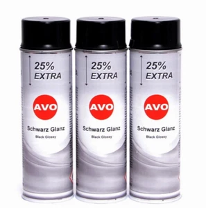 Lackspray schwarz glänzend Sprühlack 3 x 500ml Spraydose Autolack AVO A08004 - Bild 1 von 1