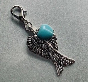 Dije Colgante Plata Turquesa Dije Bella Durmiente Alas Nativas Plumas - Imagen 1 de 8