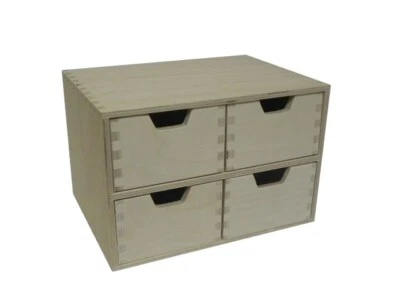4 Drawer Wooden Chest - Storage Cupboard Solid Wood Drawers Raw - Image 1 of 4