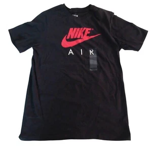 Nike Air Boys Shirt Active XL Black Logo Crew Neck Short Sleeve AQ6636-010 NEW - Picture 1 of 3