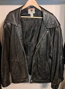 Vintage Pepsi Leather Jacket Men's XL Black 90's Nothing Else Is A Pepsi - Picture 1 of 4