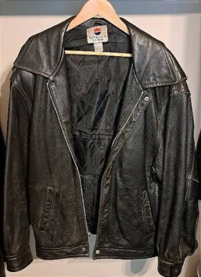 Vintage Pepsi Leather Jacket Men's XL Black 90's Nothing Else Is A Pepsi - Image 1 of 4