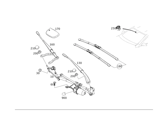 Brazo limpiaparabrisas delantero original Mercedes Benz GLA45 AMG GLA250 2015-2020 1768200144 Foto 1 de 1
