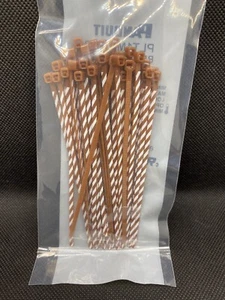 Panduit PAN-TY PLT1M-L1-10 Brown/White Nylon Striped Cable Ties 4” Pack Of 50 - Picture 1 of 3