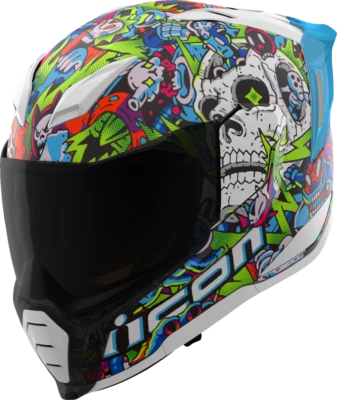 ICON Ultraflite MIPS Motorcycle Helmet Doodle 3 Blue - Image 1 of 4