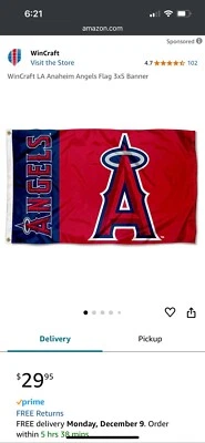 Angels Baseball Wincraft Flag New - Image 1 of 3