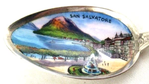 Solid Silver  COMMEMORATIVE SPOON - LUGANO - SWITZERLAND - MOUNT SAN SALVATORE - Picture 1 of 6