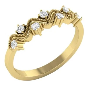 Lab Grown Diamond VVS F 0.30 Ct 14K Gold 7 Stone Zig Zag Engagemnet Wedding Ring - Picture 1 of 8
