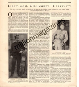 1900 Harper's Weekly original print only - Com. Gillmore Captured in Philippines - Picture 1 of 1