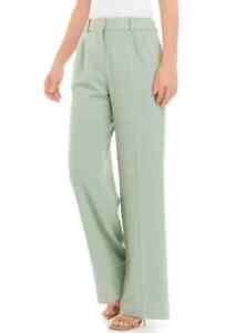 NWT_Calvin Klein Women's Mid-Rise Wide-Leg Suit Pants, Size 12, Green, MSRP $99