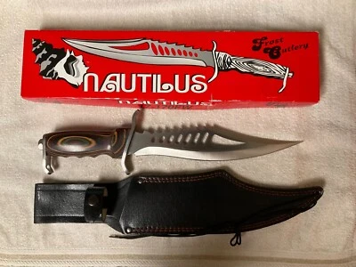 16 3/4" Talheres Grost Nautilus Bowie Faca com Bainha de Couro, #17-170FW - Imagem 1 de 4
