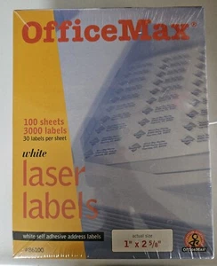 3000 High Quality 1"x2 5/8" Self-Adhesive Whit Mailing Laser Labels Printer NEW! - Picture 1 of 2