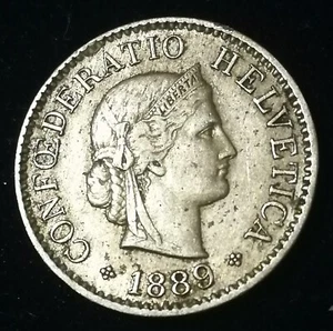 SUISSE - SWITZERLAND - Confoederatio Helvetica 5 Rappen - 1889 B Key Date  - Imagen 1 de 2