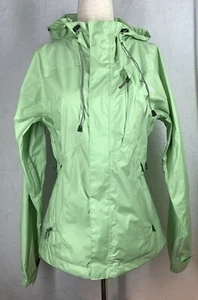 Women's SIERRA DESIGNS Size Small Packable Lightweight Green Hooded Rain Jacket  - Picture 1 of 12