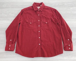 Levi's Western Cord Perlen Druckknopfleiste Hemd Erwachsene Rot Medium Cowboy - Bild 1 von 15