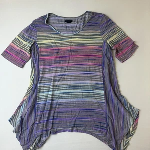 New Directions Shirt Womens Small Multicolor Striped Scoop Neck Tunic Sharkbite - Picture 1 of 11