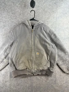 VTG Carhartt Jacket Mens Large Gray Distressed 90s USA Made Blanket Lined Grunge - Picture 1 of 13