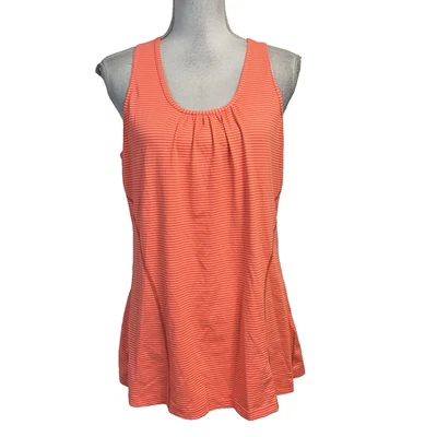 Camiseta sin mangas Kirkland Signature talla mediana coral a rayas espalda deportiva ropa deportiva fitness Foto 1 de 4