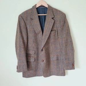 Vintage Burberry's Wool Jacket Jockey Brown Checked Size 56 L XL Men's Walbusch - Picture 1 of 15
