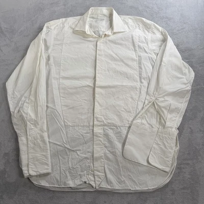 Ermenegildo Zegna Esmoquin Babero Camisa Para Hombres L 43 17 Blanco Ajuste Cómodo Puño Francés Foto 1 de 4
