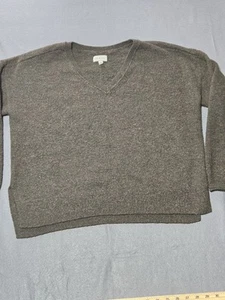 Lucky Brand Sweater Women Medium Olive Green Long Sleeve V Neck Cropped Boxy - Picture 1 of 6