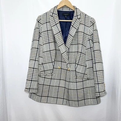 Blazer Talbots Plus 14W Cuadros Doble Pecho Heritage Pata de Gallo Botón Dorado Foto 1 de 4