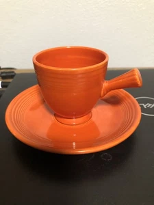 Fiesta Old Orange Cup And Saucer Demitasse Stick handle - Picture 1 of 7