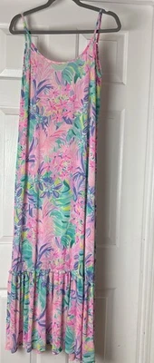 LILLY PULITZER multi It Was All A Dream mesh Winni coverup maxi dress Nylon sz M - Image 1 of 4