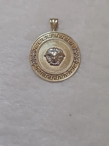 14k Yellow/white Gold And Zirconias Versace / Medusa Pendant 7 Grams - Picture 1 of 11