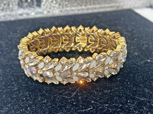 Precioso brazalete elástico J.Crew blanco, transparente y estrás AB - Imagen 1 de 4