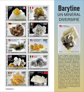 Minerals Baryte Diversified Mineral MNH Stamps 2025 Togo M/S - Picture 1 of 1