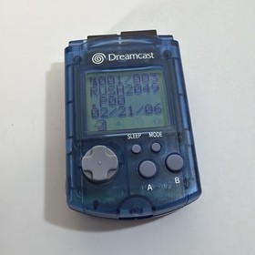 Sega Dreamcast VMU Visual Memory Unit Clear Smoke Blue Grey HKT-7000 w/Cover