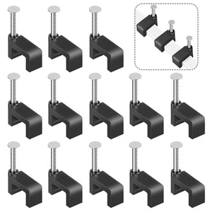 Black Cable Clips Nail in Clip 100 Pcs 8mm Flat Ethernet Cable... - Picture 1 of 8