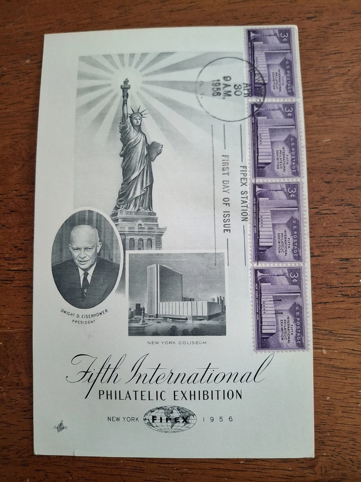 1956 FDC on card stock- Scott# 1076 - FIPEX - Art Craft - Image 1 of 1