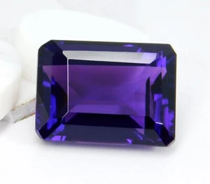 Certified 12.50 Ct_Natural_Flawless_Deep Purple Amethyst_Emerald Shape Gemstone - Picture 1 of 11
