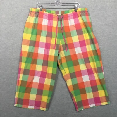 Cacique 2X Pantalones de Salón Recortados a Cuadros Rosa Verde Naranja Divertidos Coloridos 18/20 Foto 1 de 4