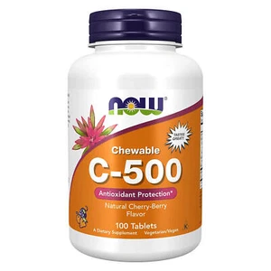 NOW FOODS Vitamin C-500 Cherry Chewable 100 Tablets - Picture 1 of 10
