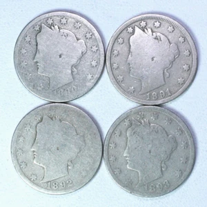 1890-93 Liberty Nickels - Group of 4 Different - Picture 1 of 3
