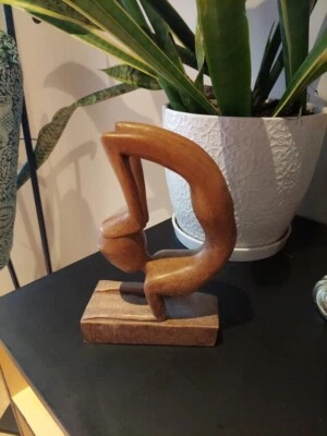 Carved Wood Yoga Scorpion Pose Sculpture - Image 1 of 3