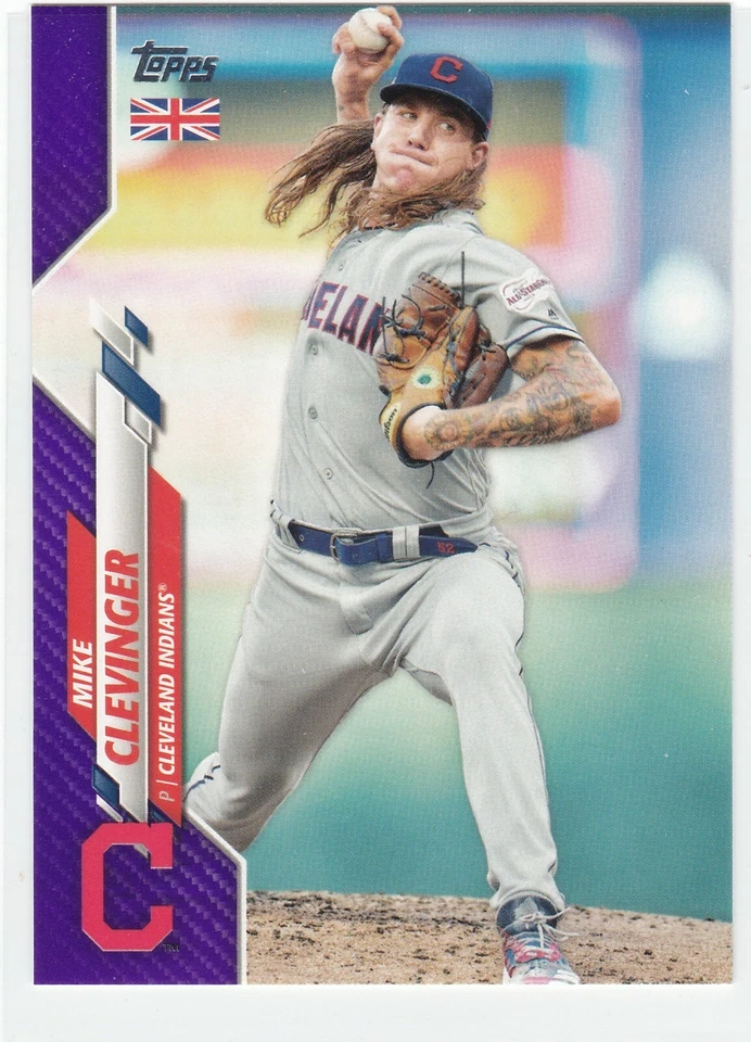 2020 Topps UK Edition Purple #92 Mike Clevinger 46/50 Cleveland Indians - Image 1 of 2